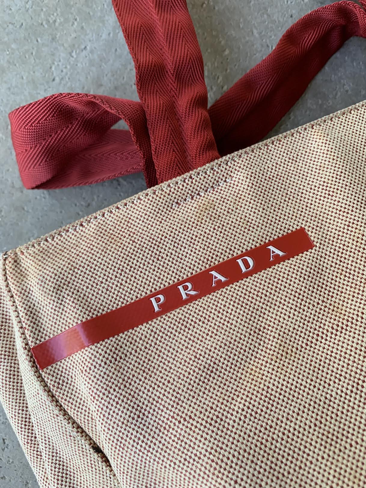 Prada Canvas Shoulder Tote Bag